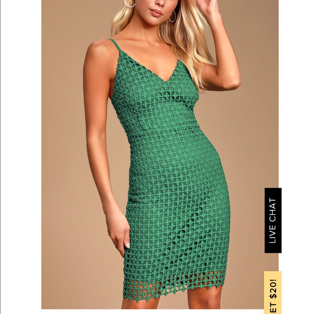 NWT Lulus Kindhearted Green Lace Mini Dress